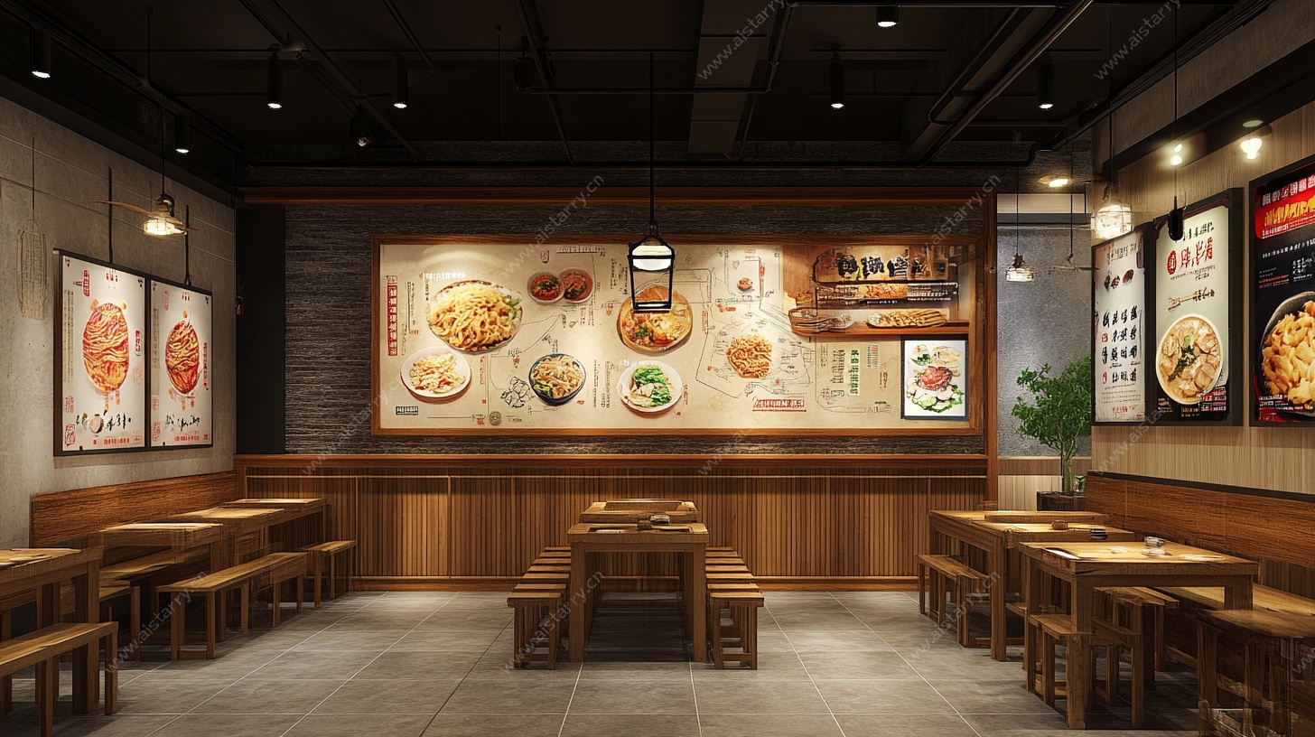 中式快餐店室内设计效果图