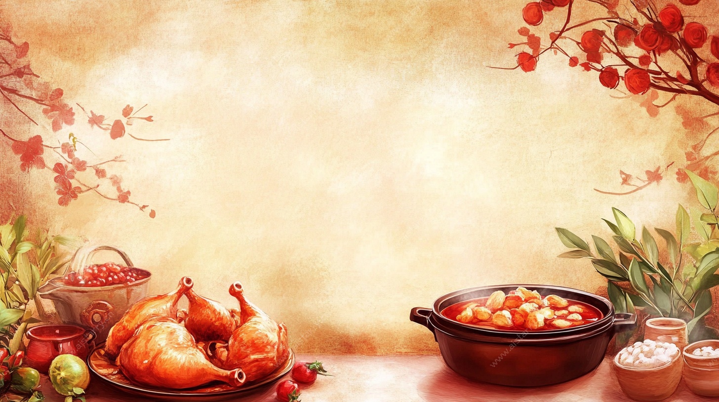 中式美食节日背景图