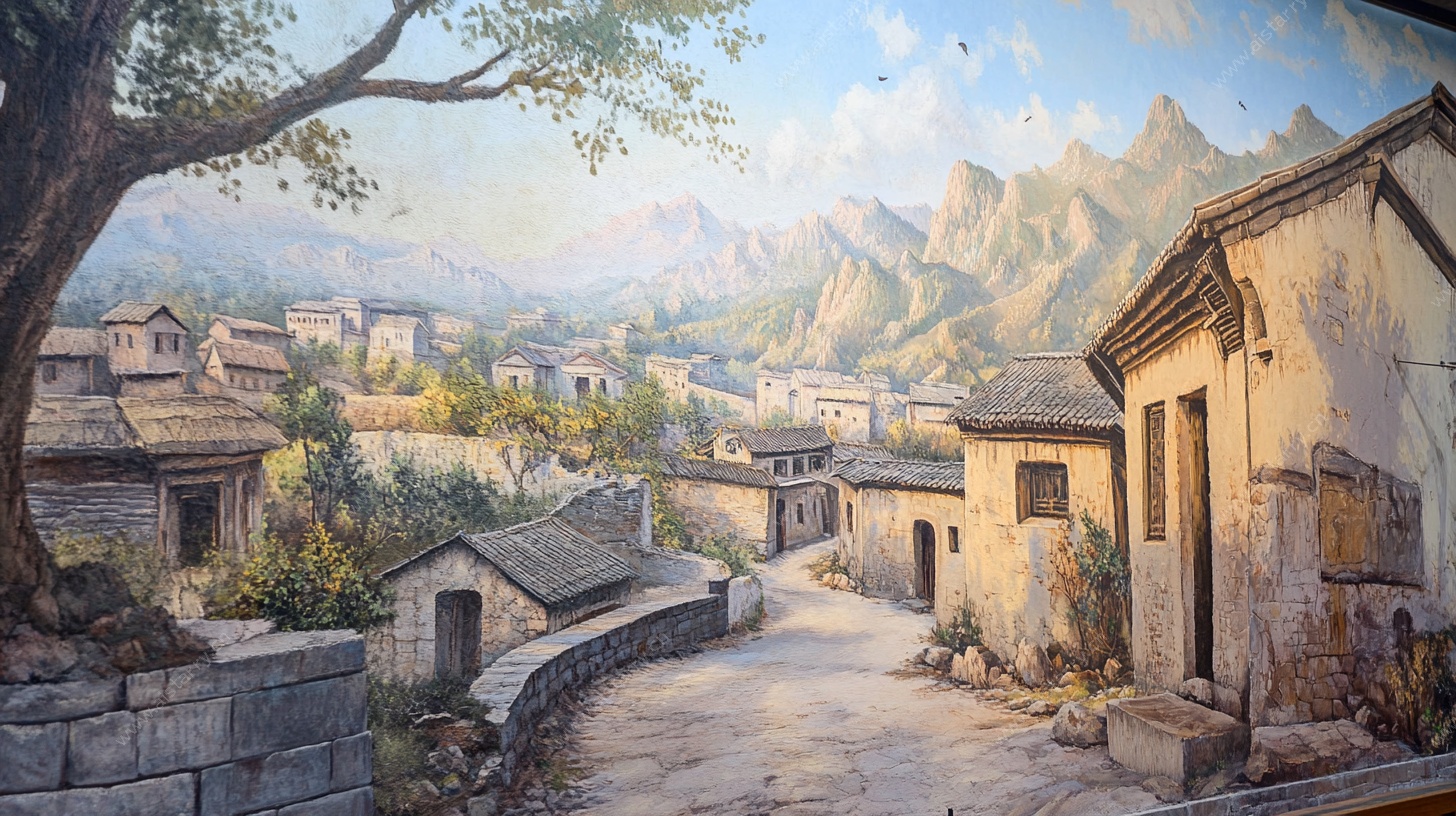 古朴宁静的山村景象