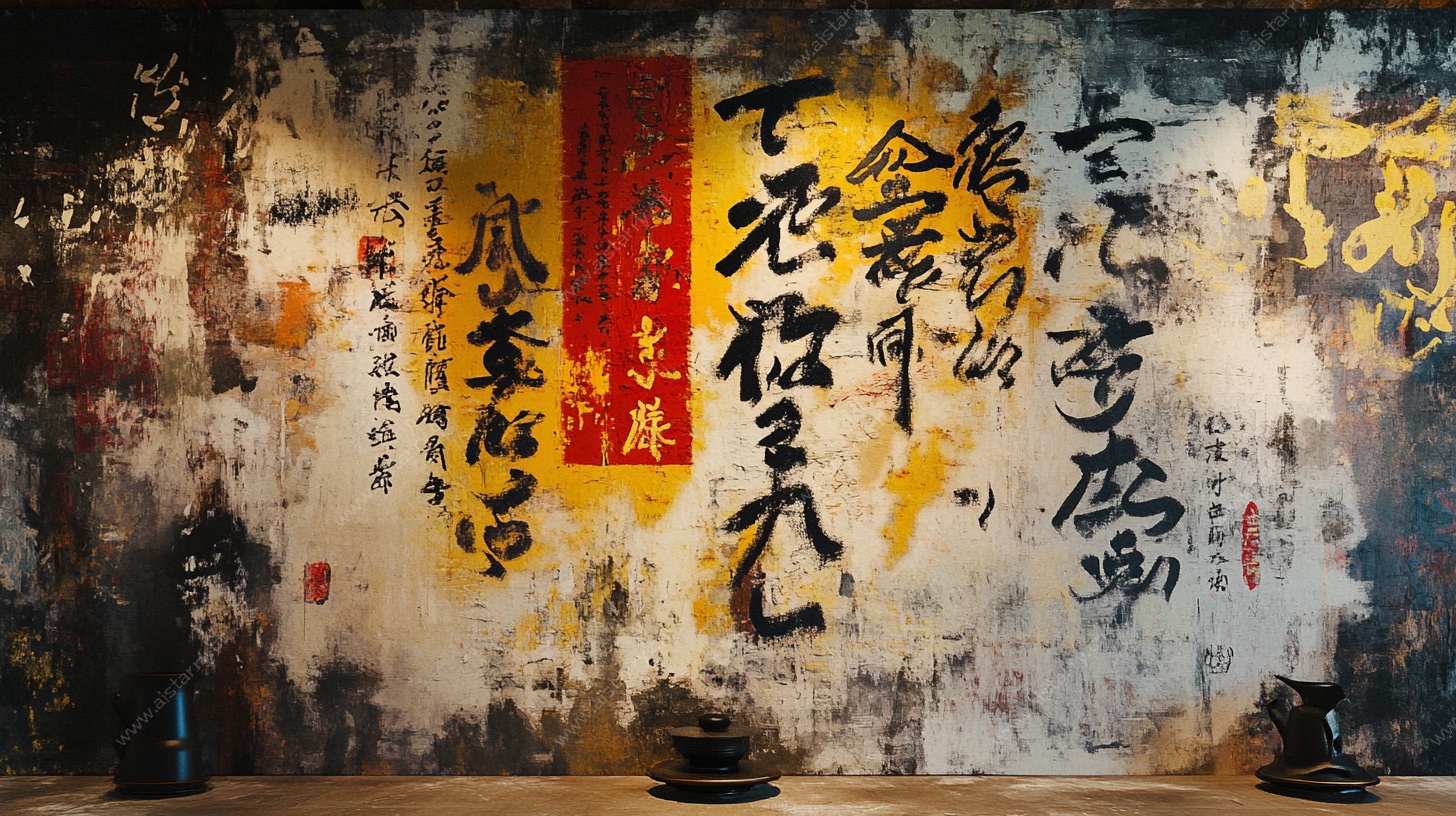 中式古风书法墙面艺术