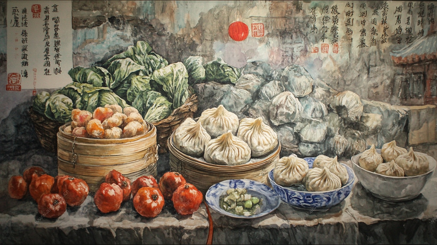 中式美食静物绘