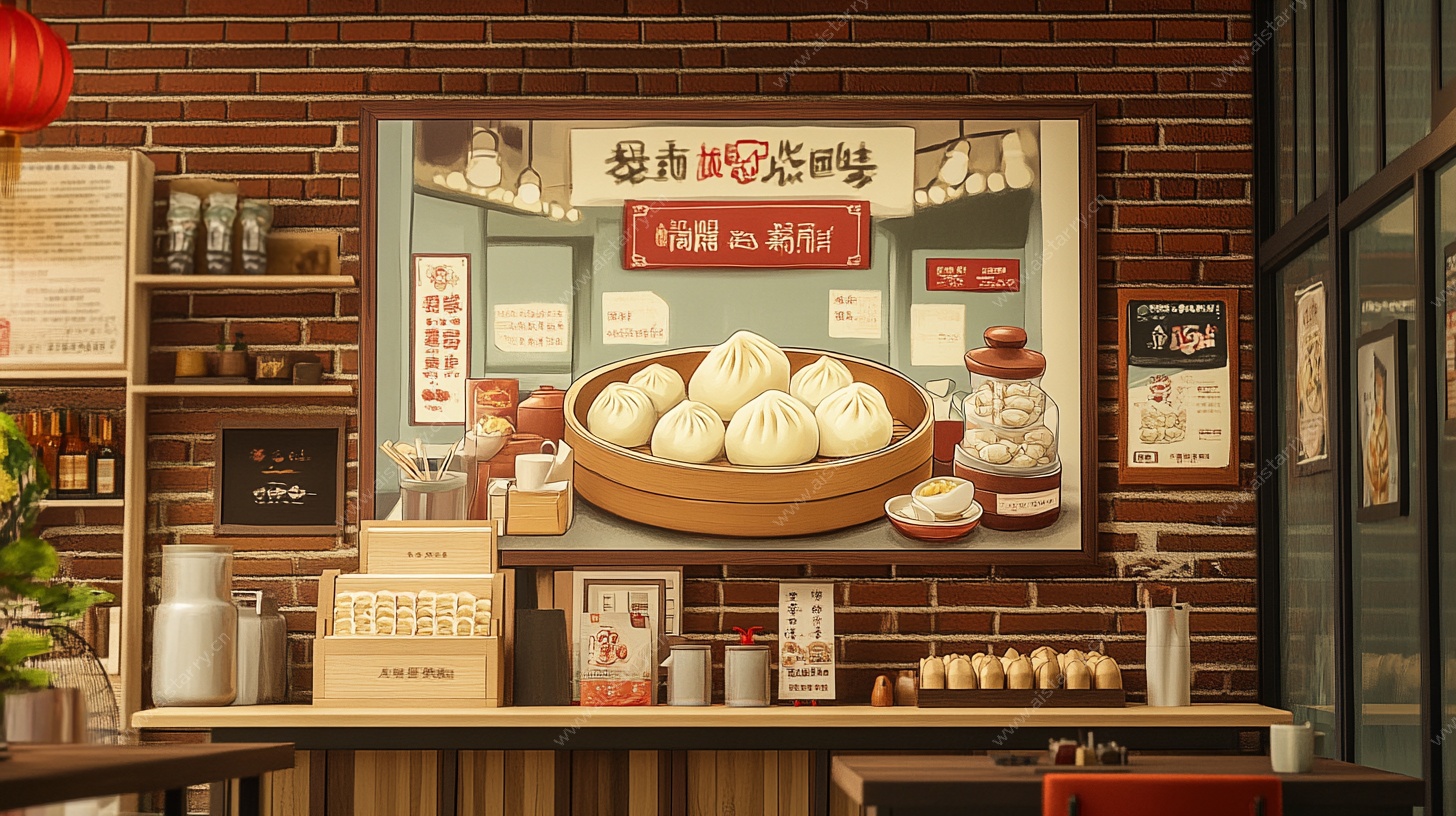 复古风中式包子店场景