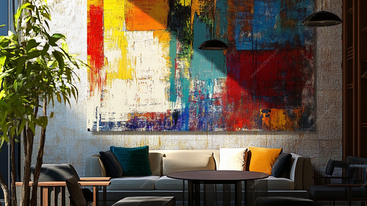 现代多彩艺术风客厅场景