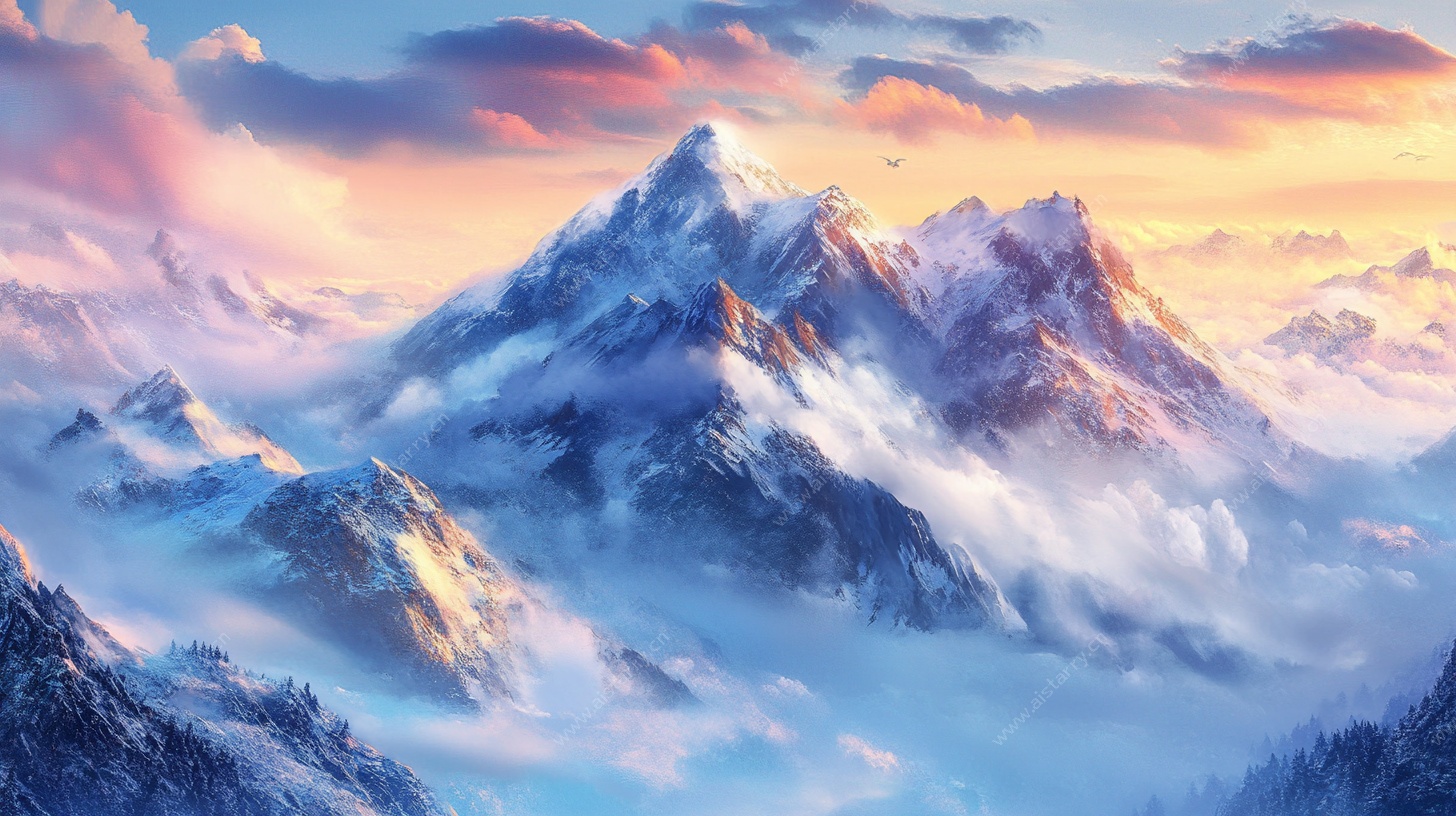 梦幻雪山云海壮丽景观