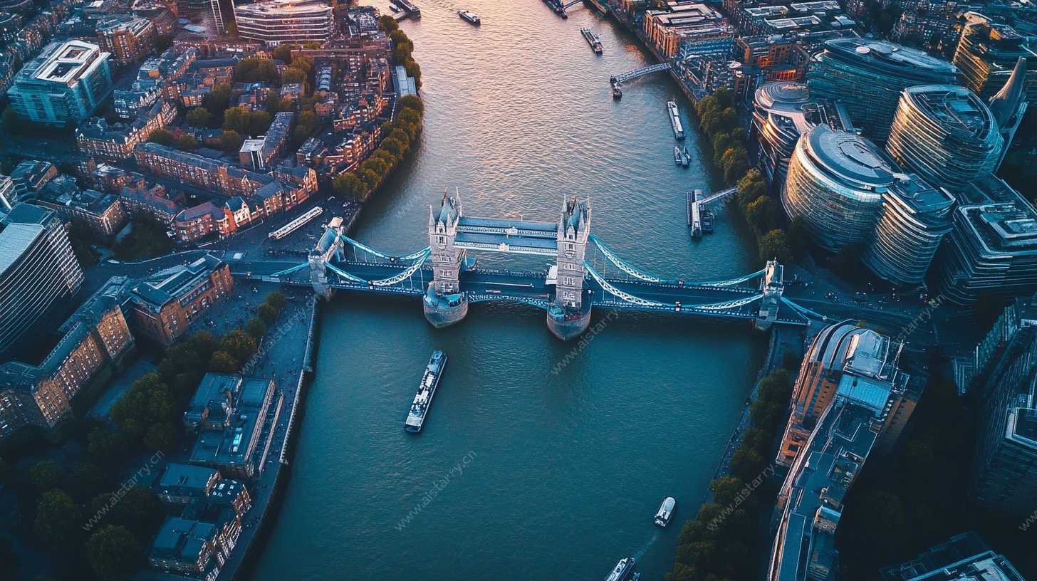 伦敦塔桥航拍夜景