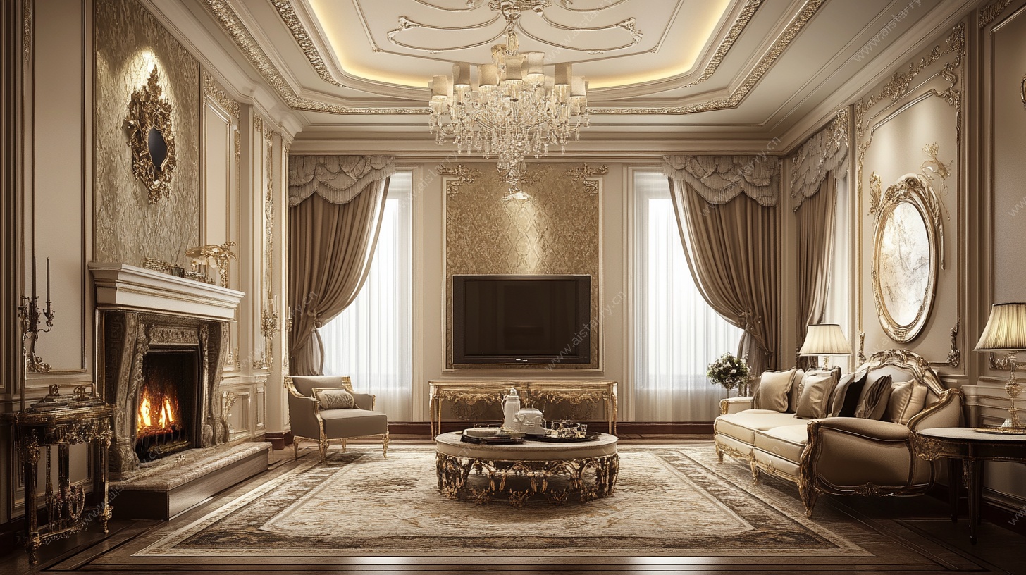 奢华欧式客厅室内效果图