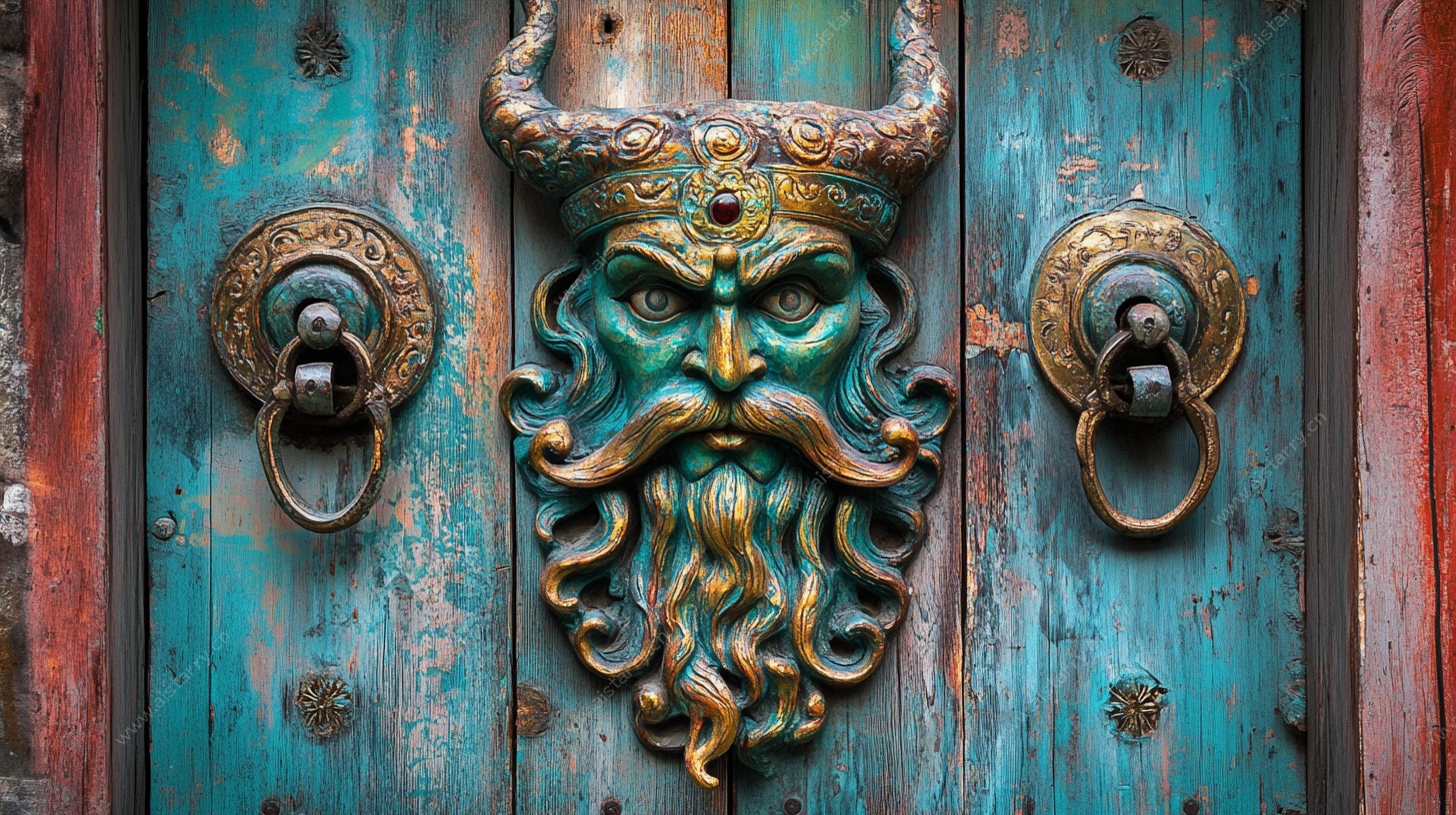 复古恶魔脸门饰门把手