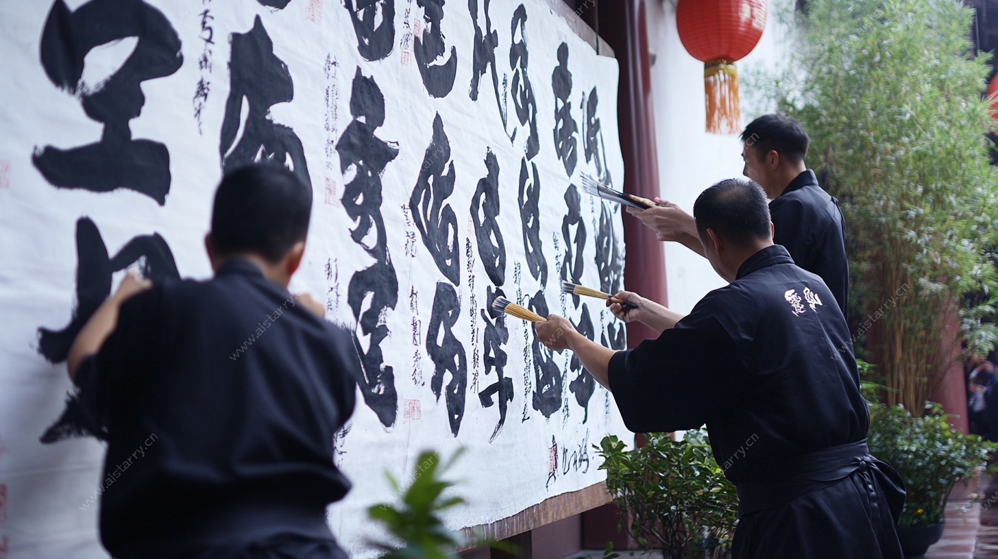 三人共书巨幅书法作品