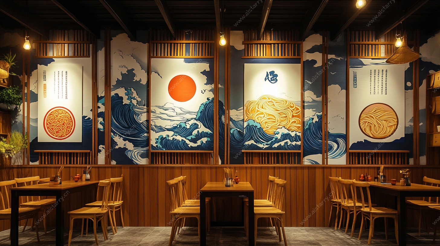 日式餐厅装饰 浮世绘风格