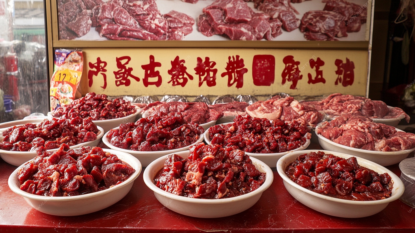 内蒙熟猪骨等肉类展示