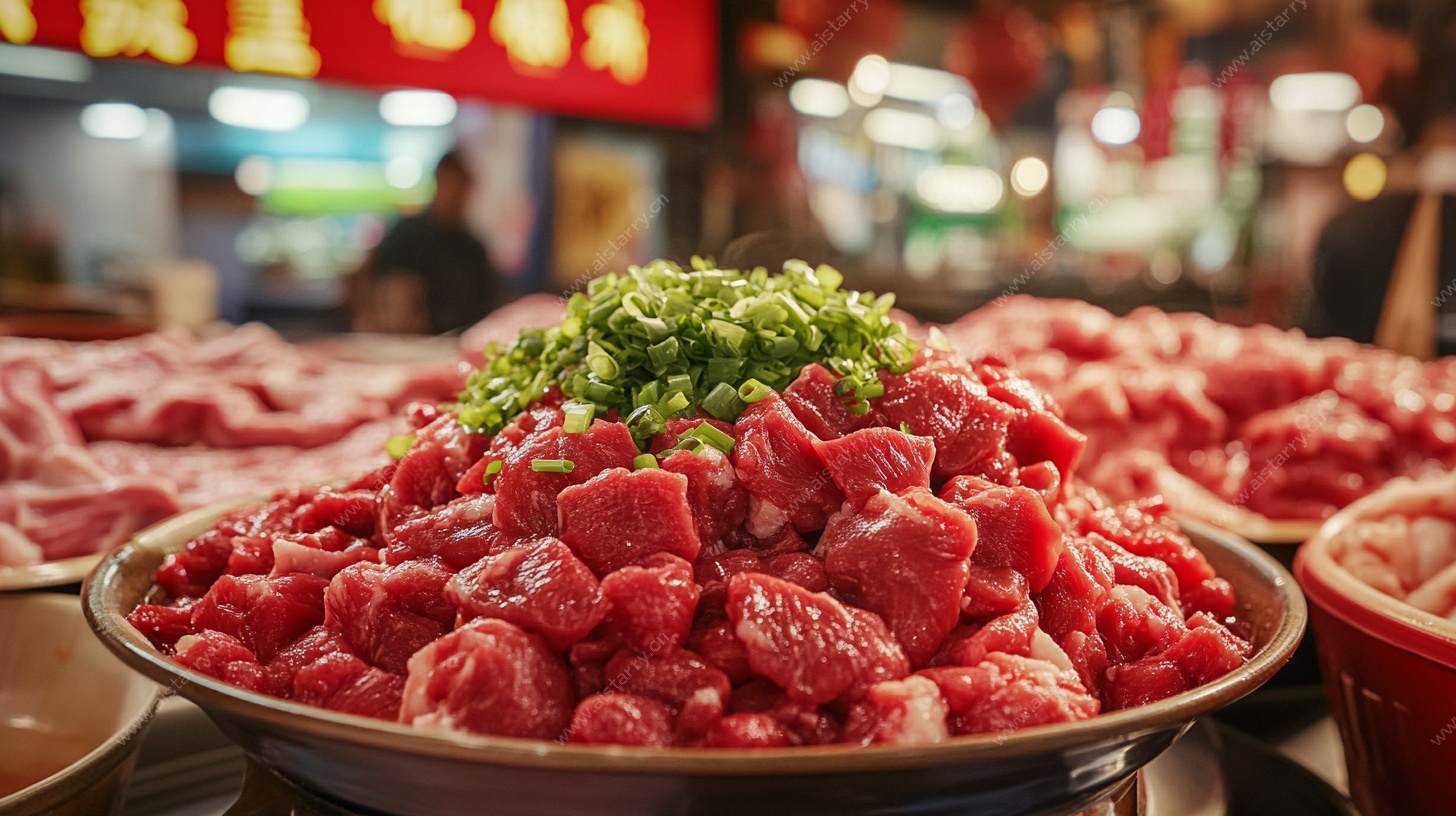 新鲜牛肉块 市场售卖场景