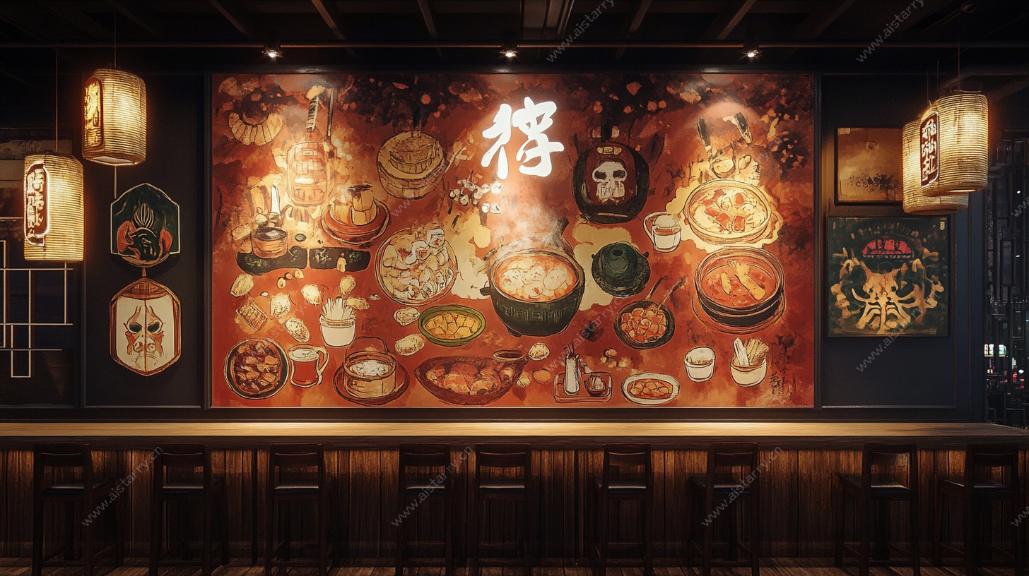 日式居酒屋风烤肉店壁画