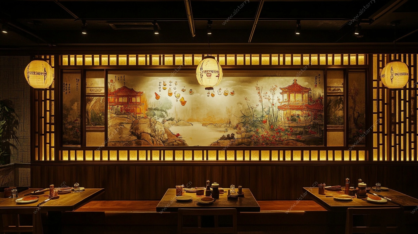 中式古风餐厅室内场景