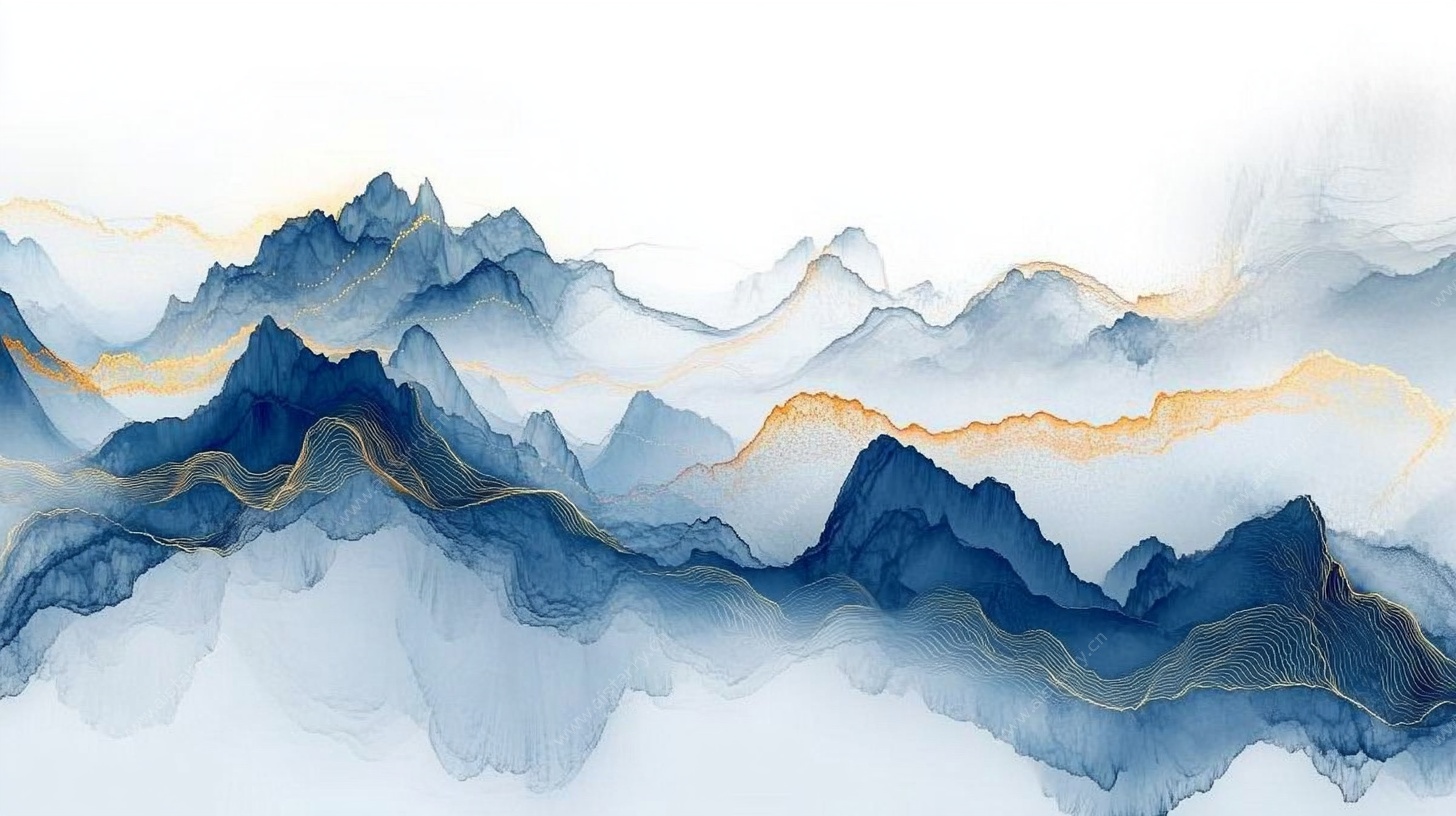 水墨群山意境图