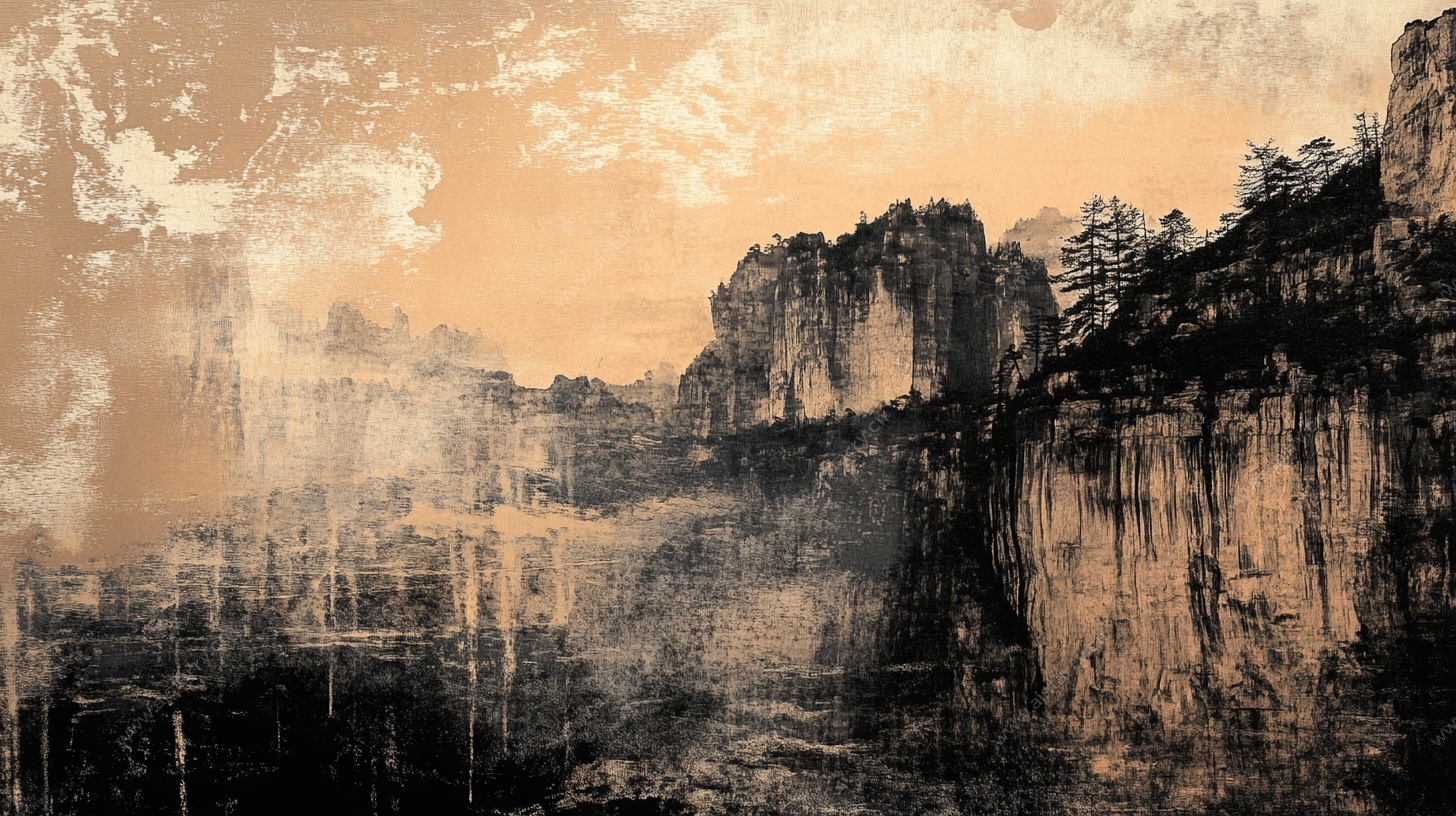 水墨风格山水风景图