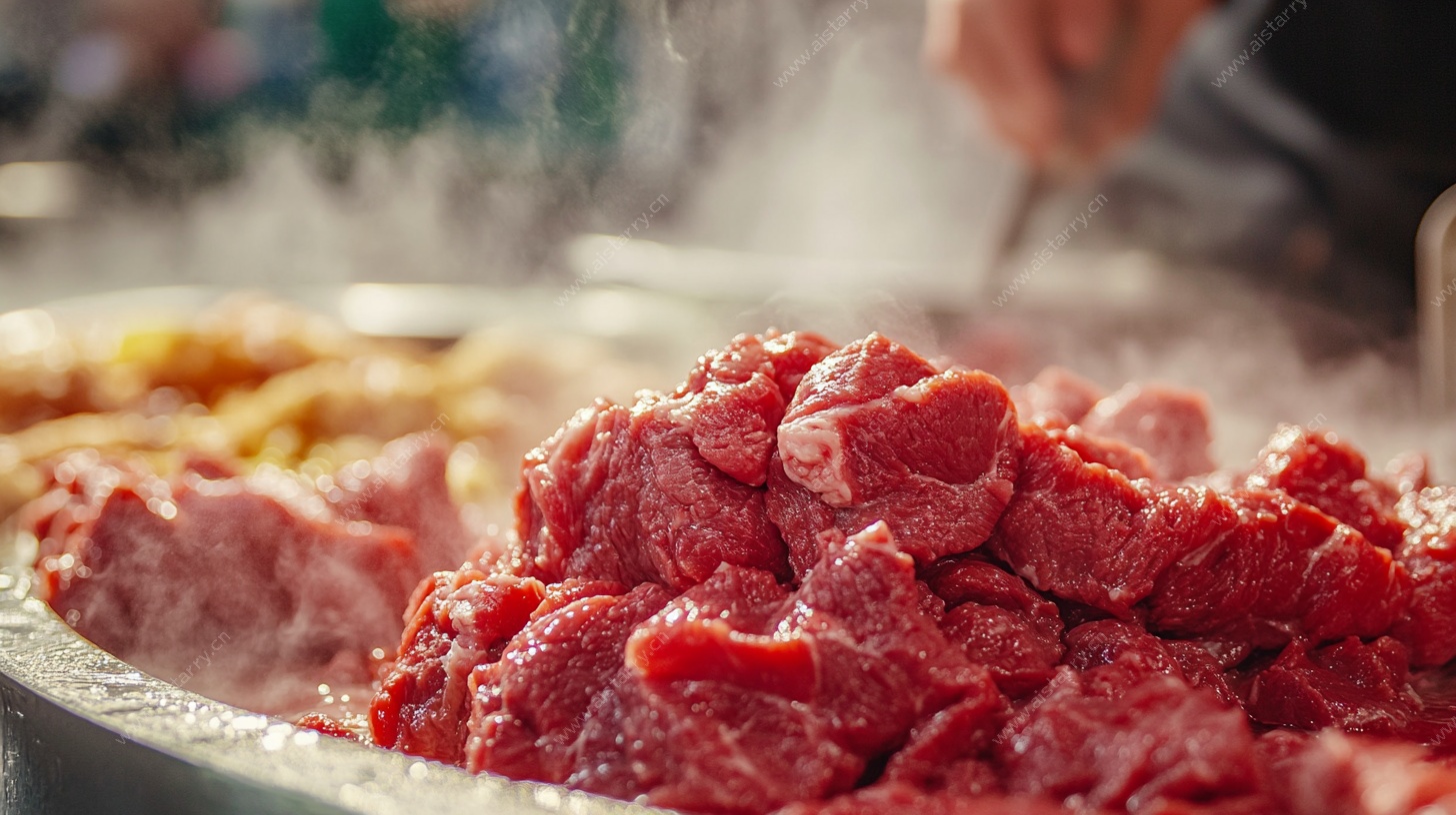 新鲜牛肉现场售卖场景