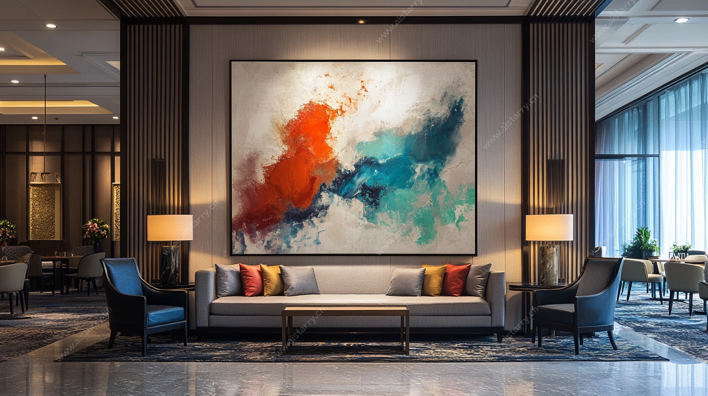 现代客厅抽象艺术挂画场景