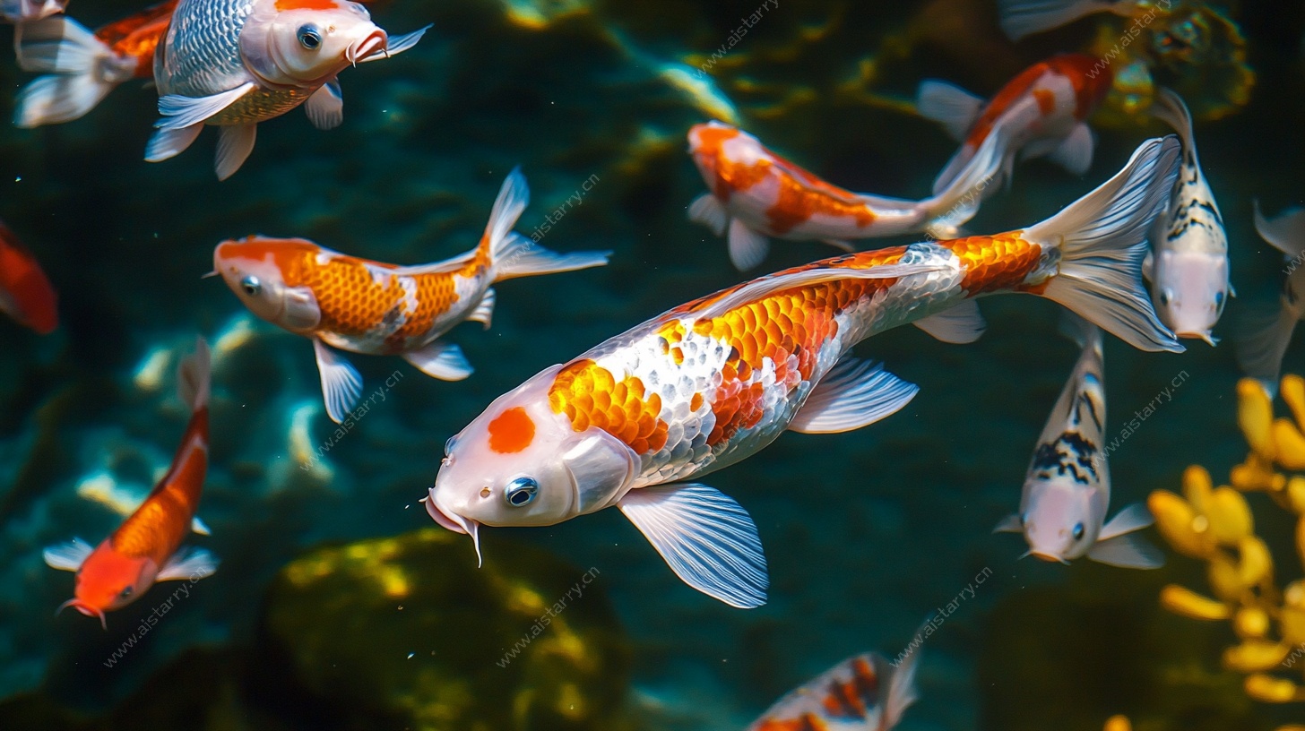 锦鲤在水中畅游