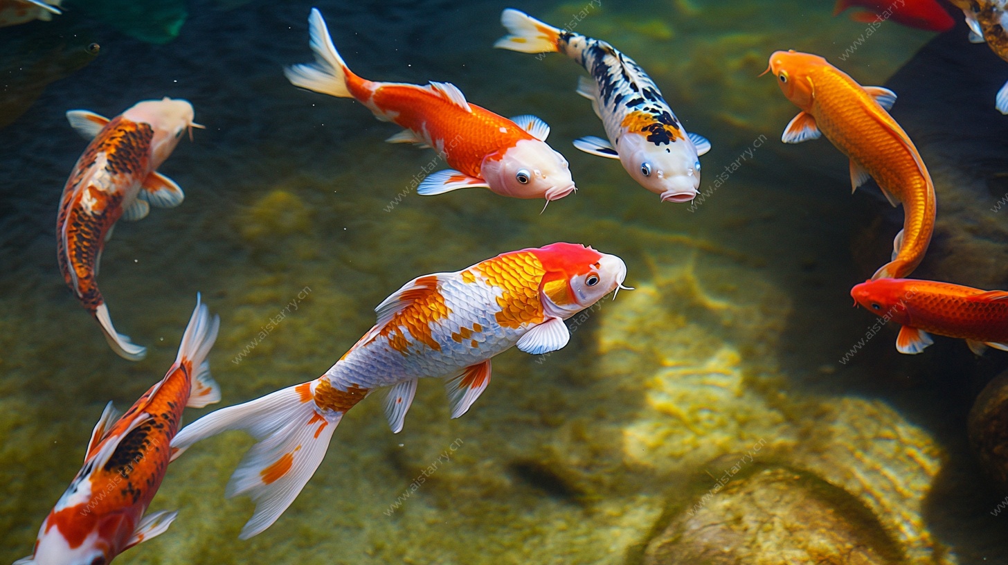 水中锦鲤畅游图