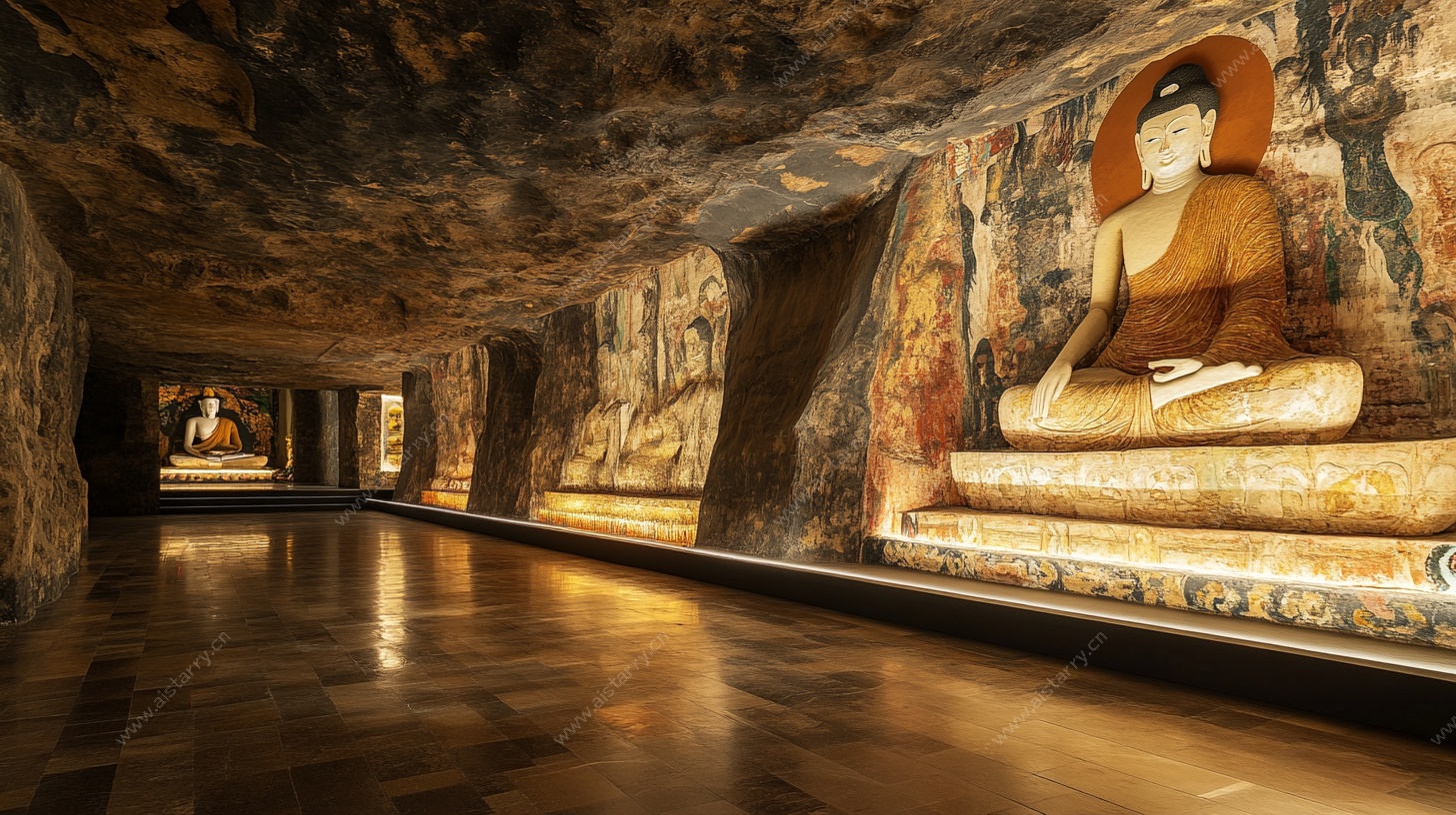洞穴内的佛像艺术景观