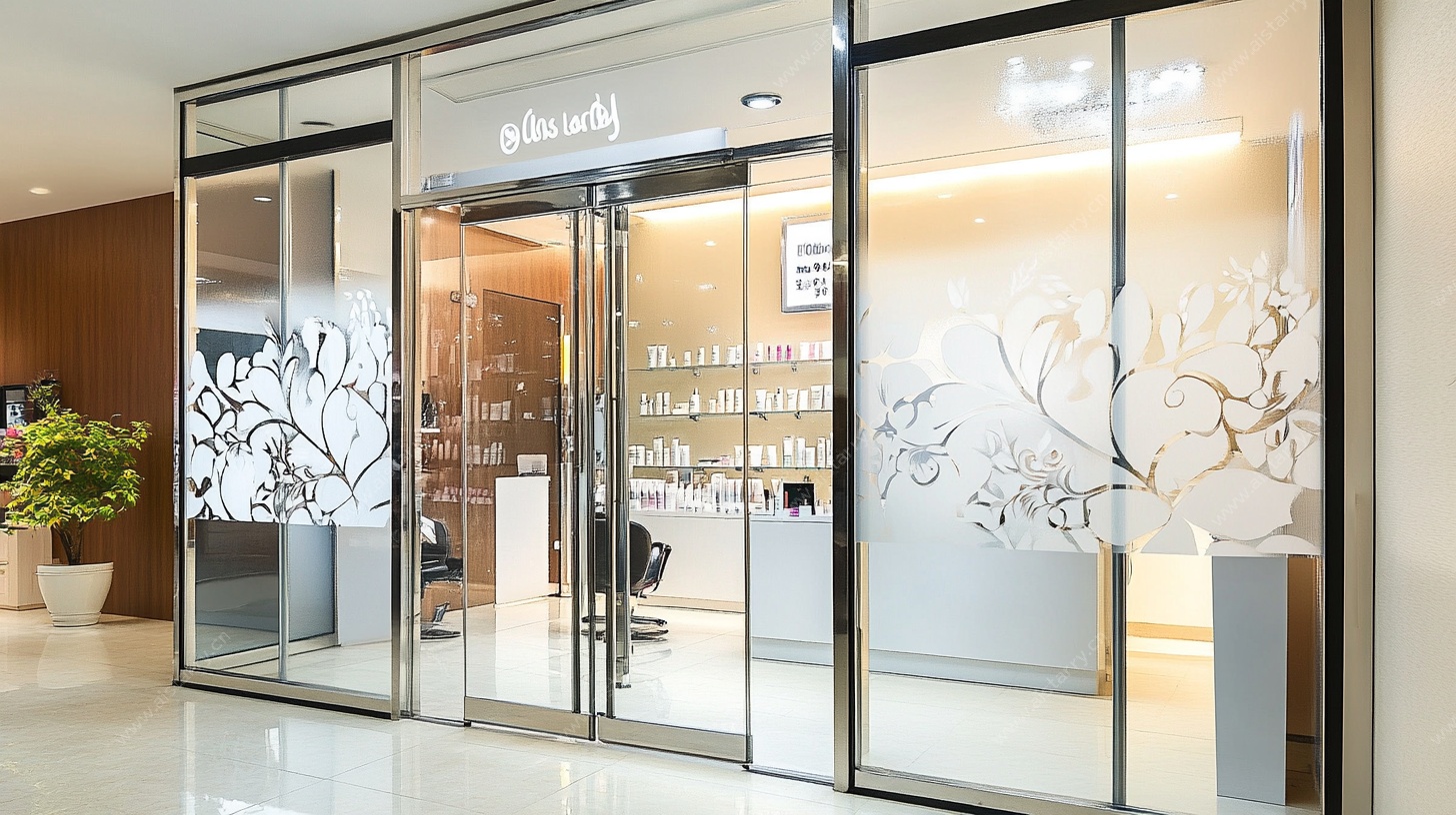 时尚美妆店玻璃门设计
