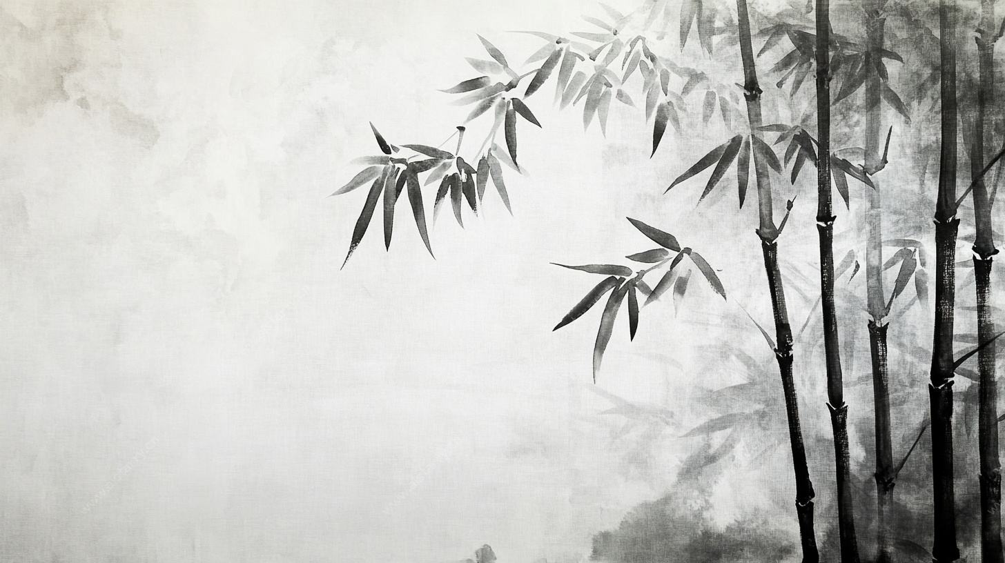 水墨竹林意境图
