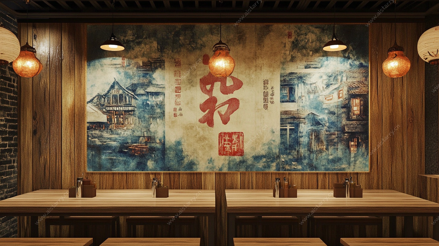 中式古风餐厅室内场景