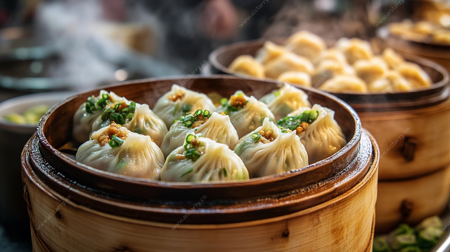 蒸笼里的美味小笼包