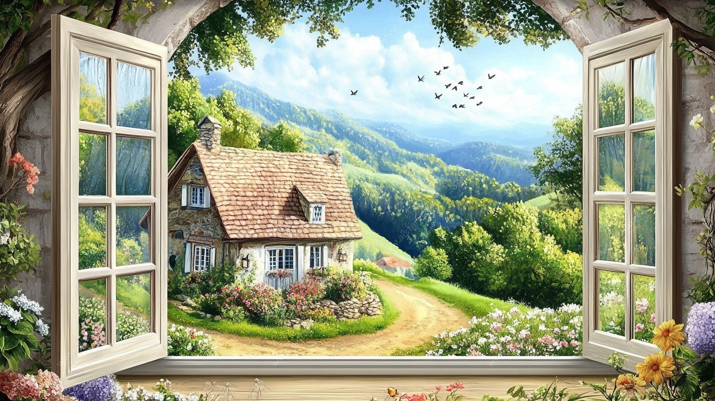 窗外田园美景