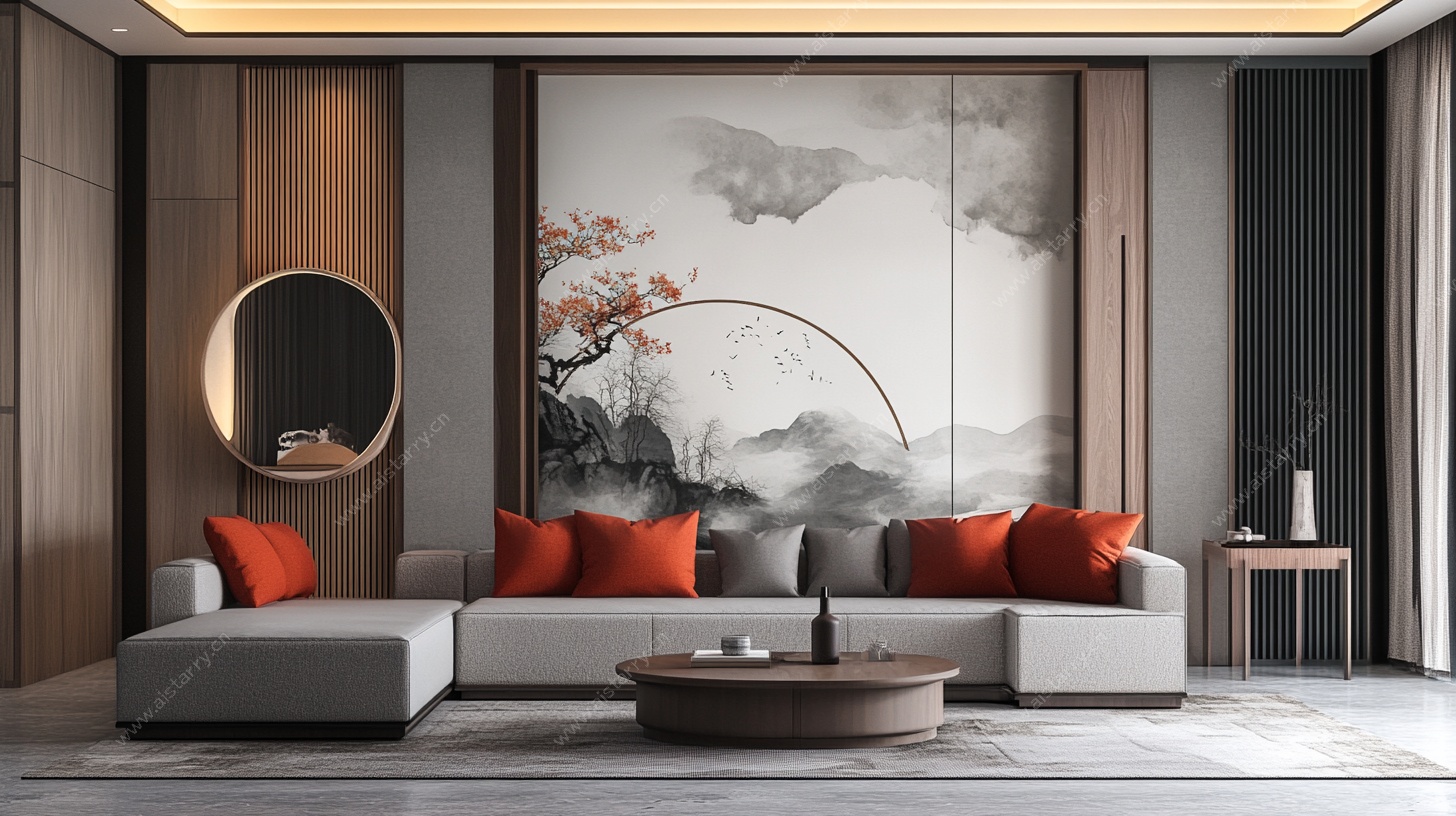 中式客厅 典雅水墨风设计