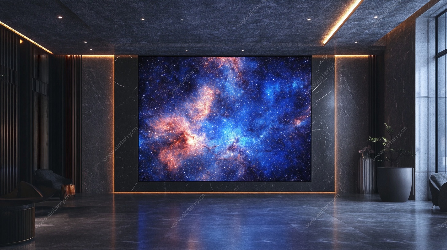 现代客厅中的星空大屏
