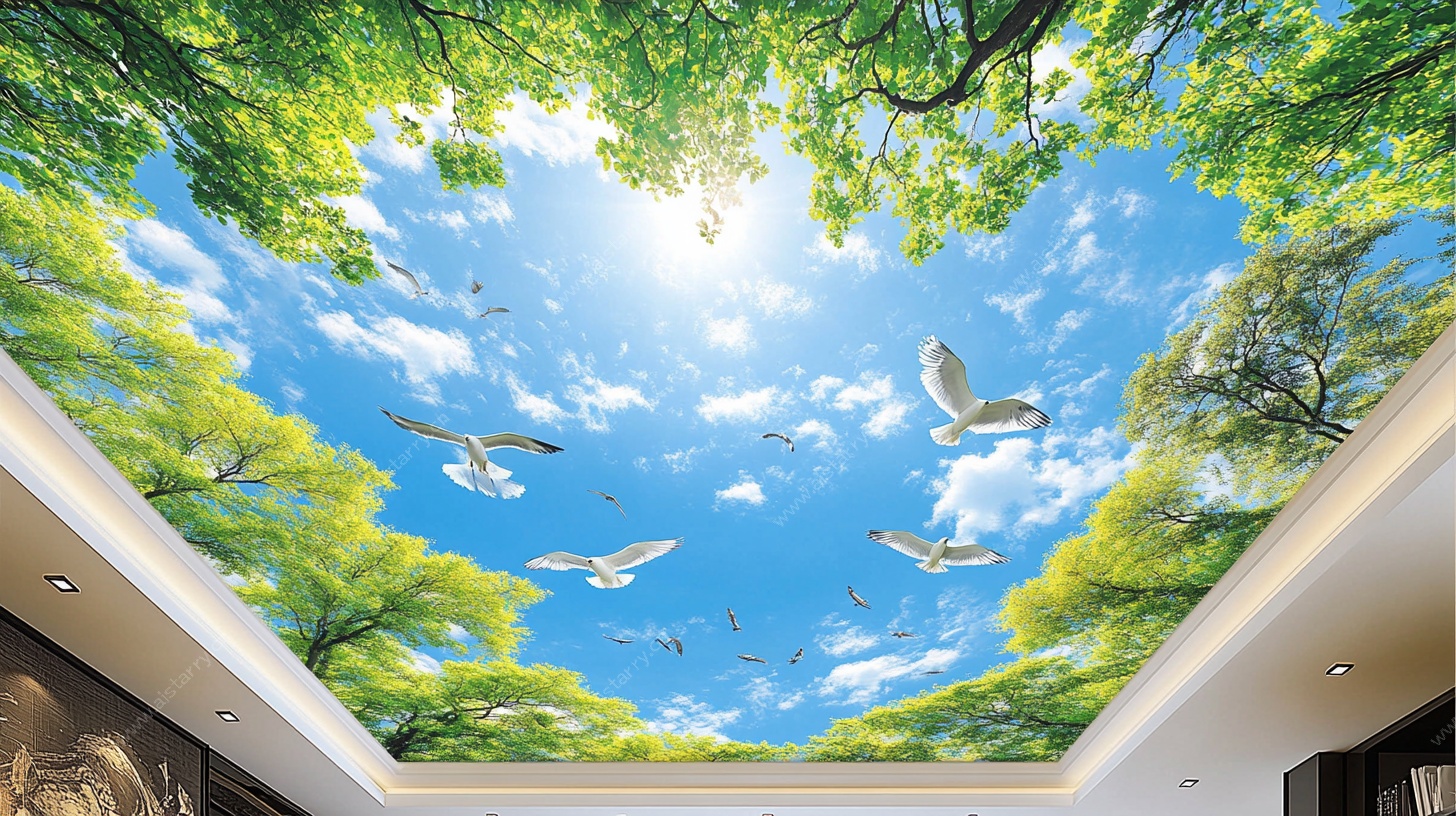 天空森林顶墙装饰壁画