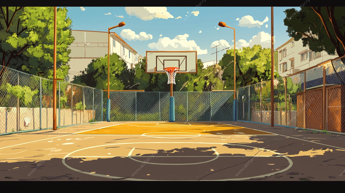 校园中的静谧篮球场