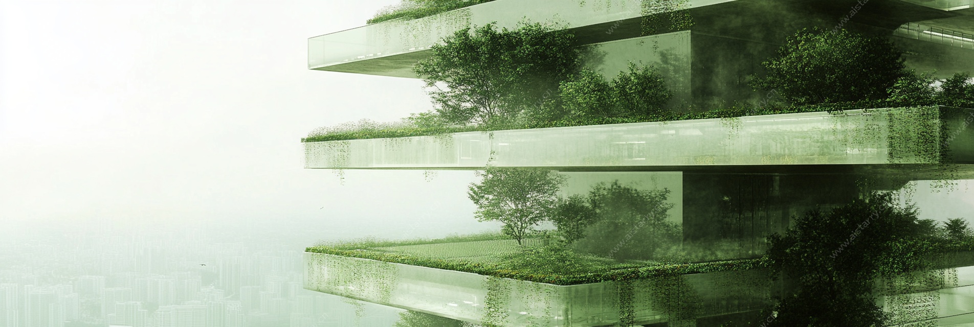绿植覆盖的未来感建筑