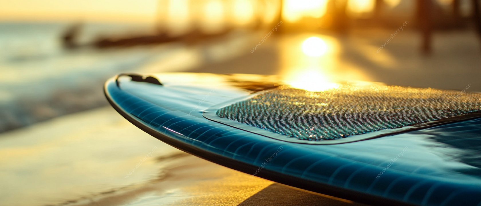 夕阳下的冲浪板