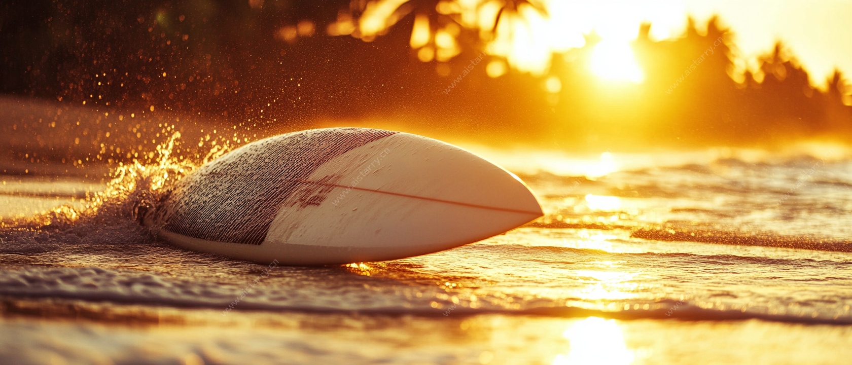 夕阳下的冲浪板
