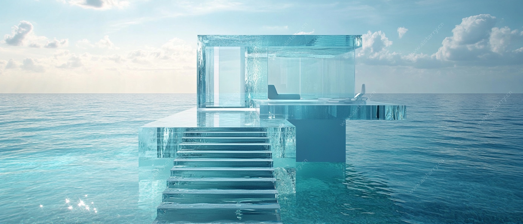 海上透明小屋梦幻景观