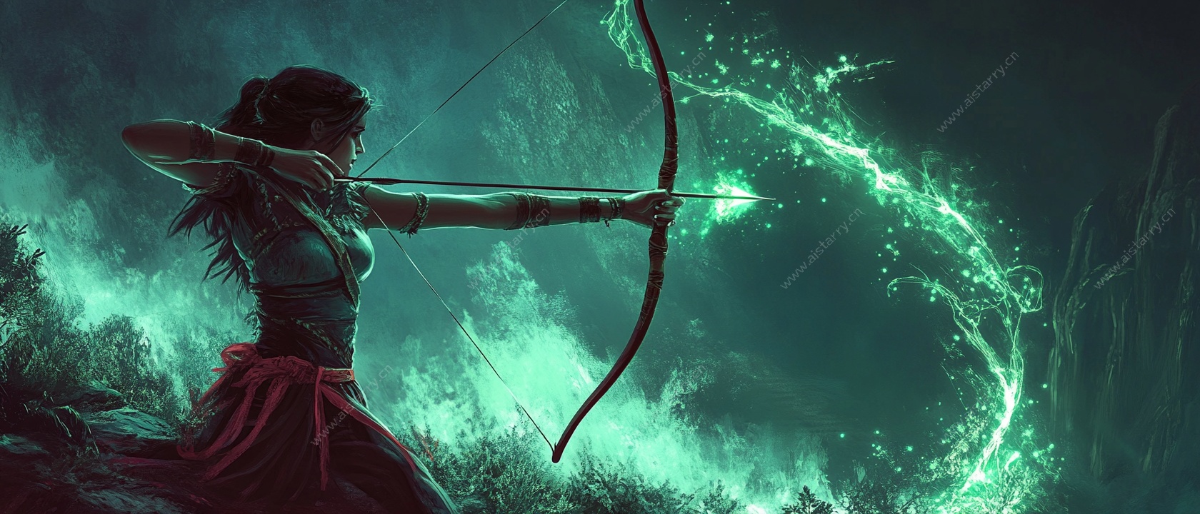 奇幻女箭手的魔力射击