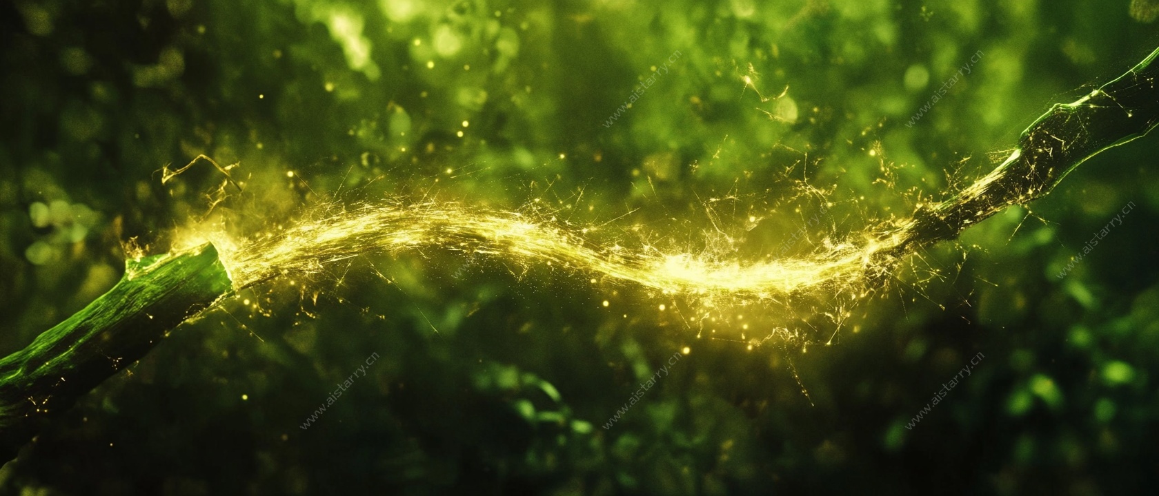 魔法绿光藤蔓闪烁奇幻光芒