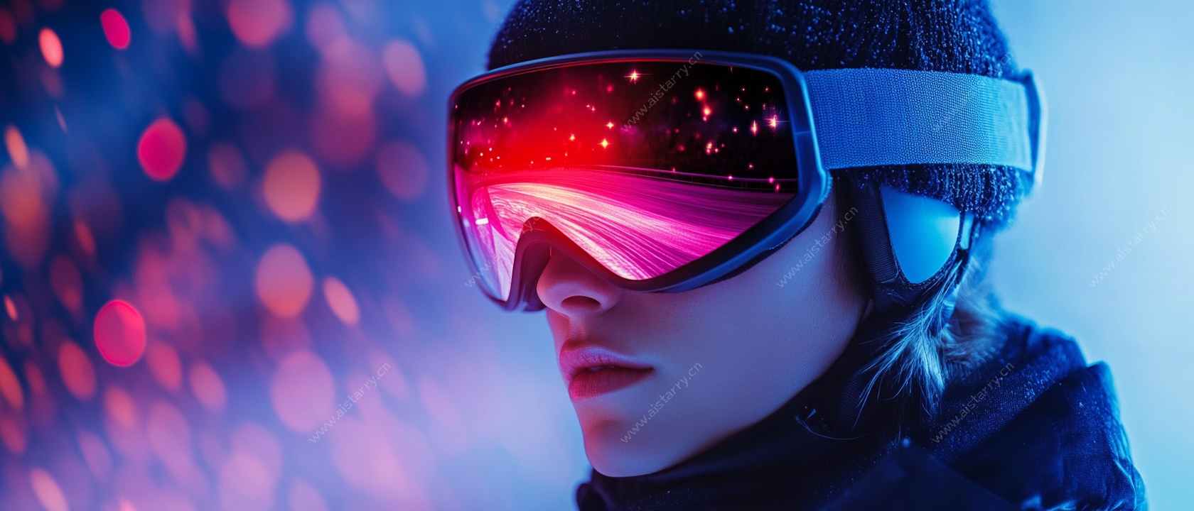 滑雪者炫酷护目镜特写