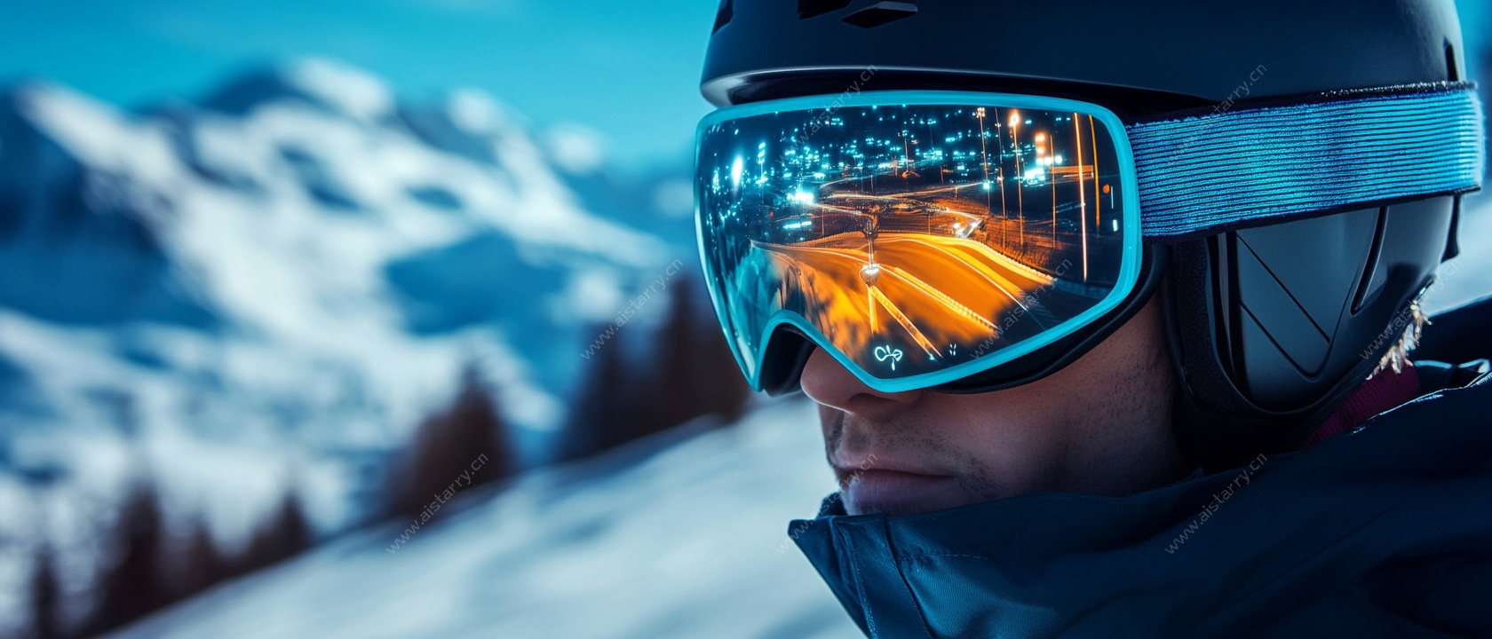 滑雪者的雪山视野