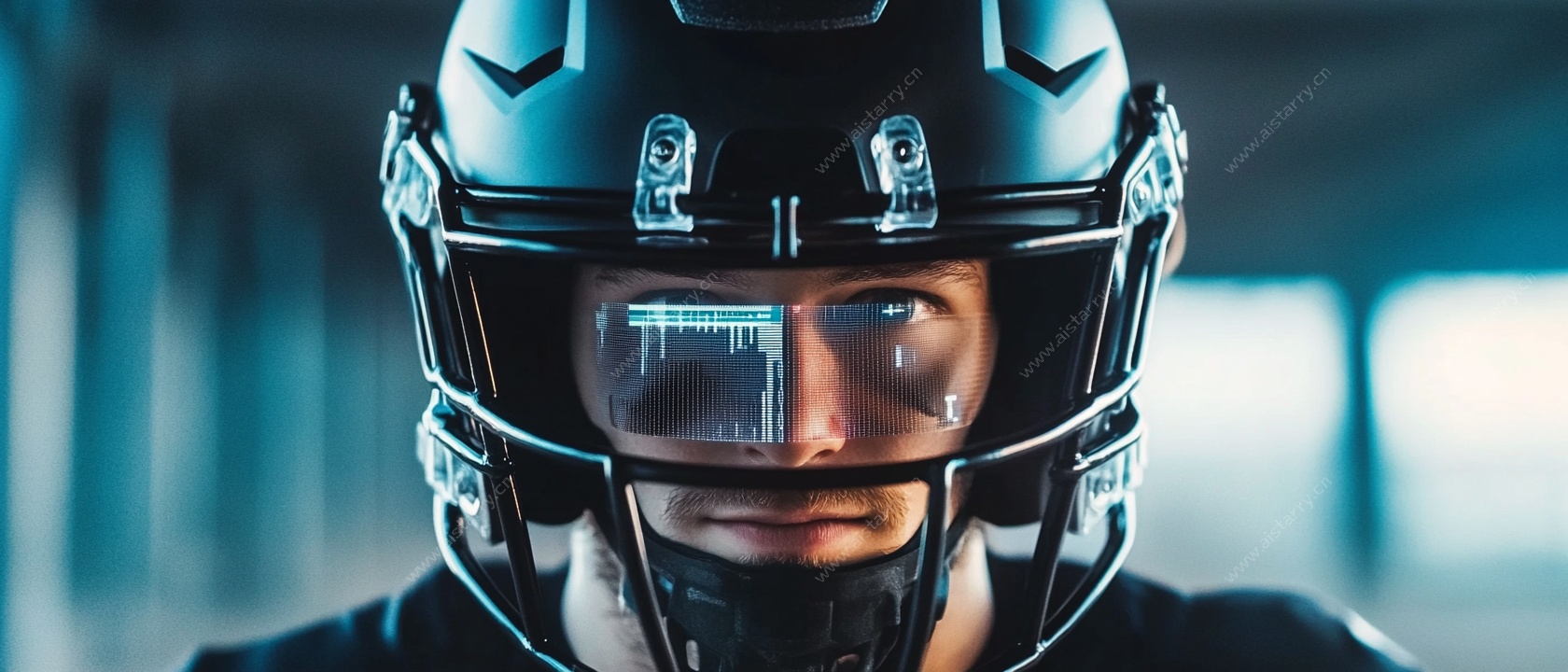 未来感头盔人物特写