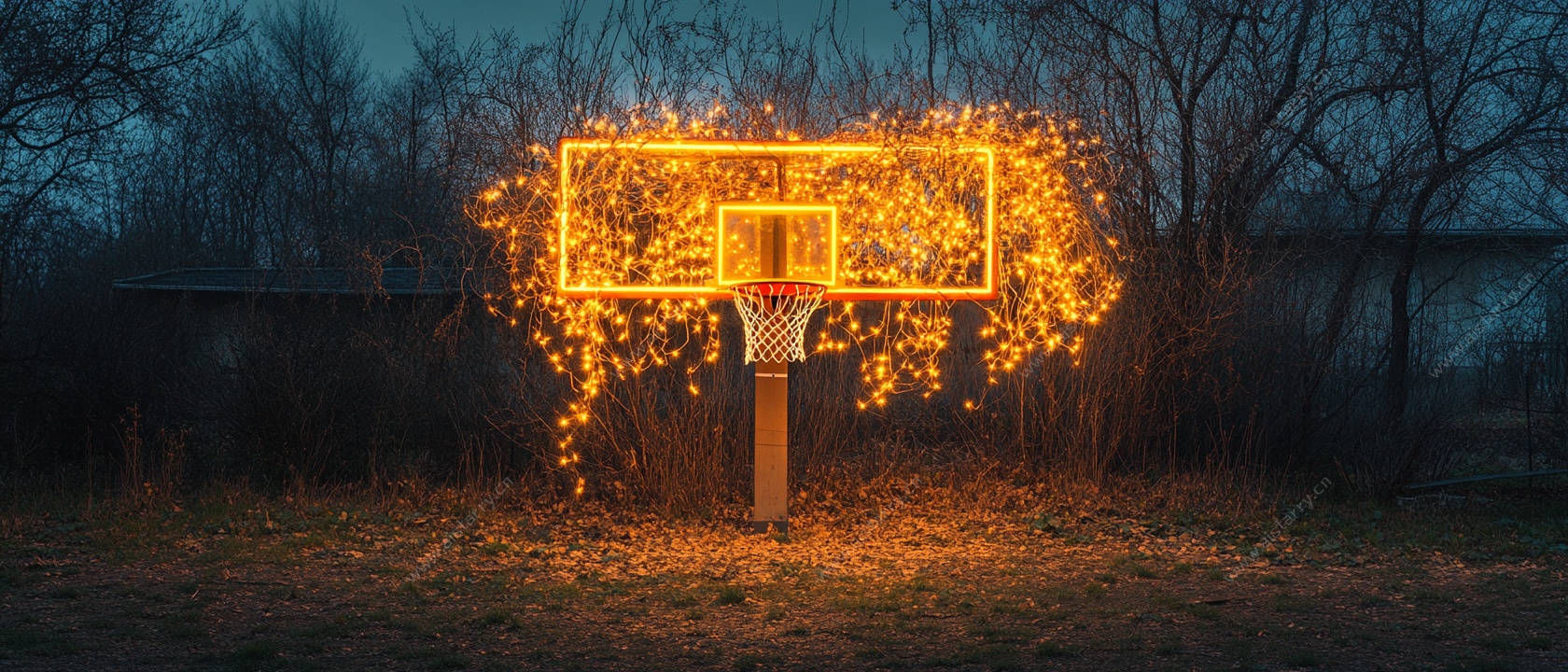 发光篮球框 氛围感夜景