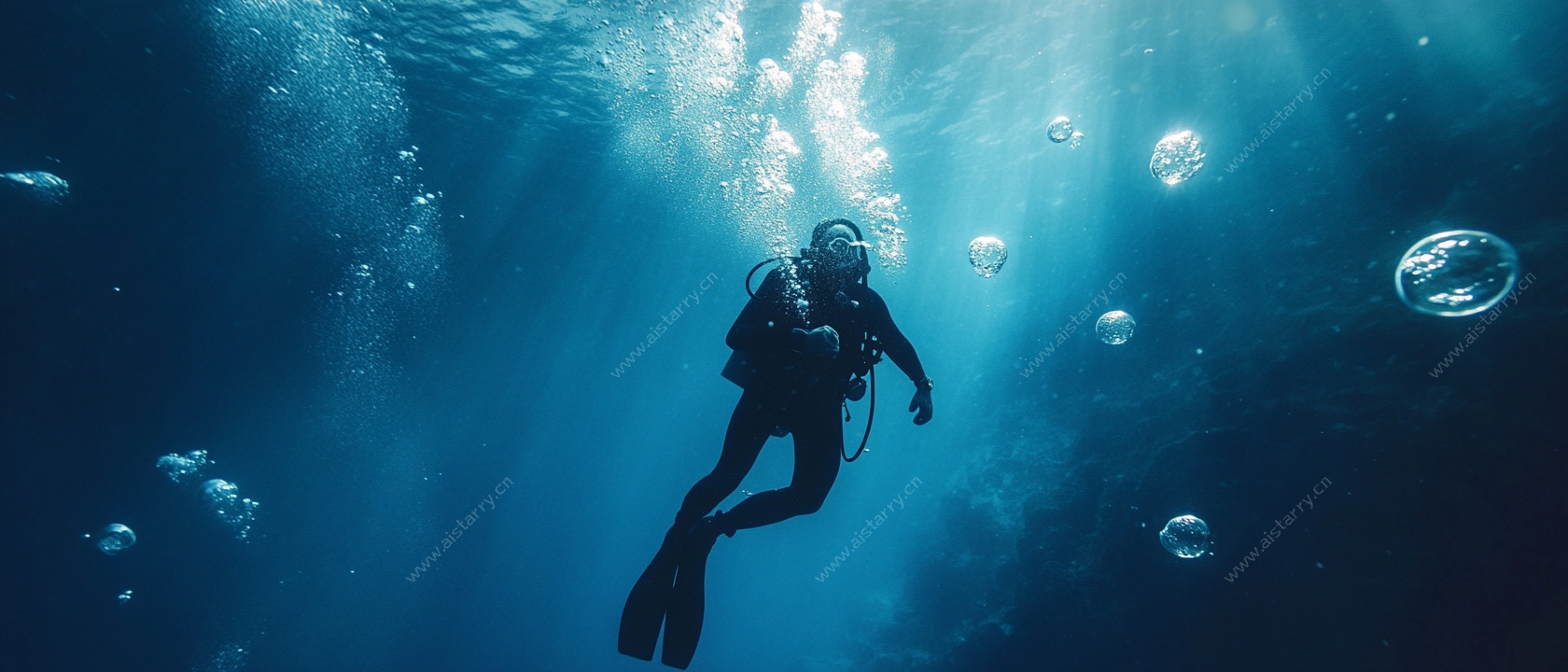 深海潜水员的光影瞬间