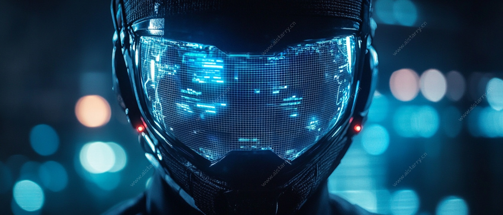 未来科技感的智能头盔形象