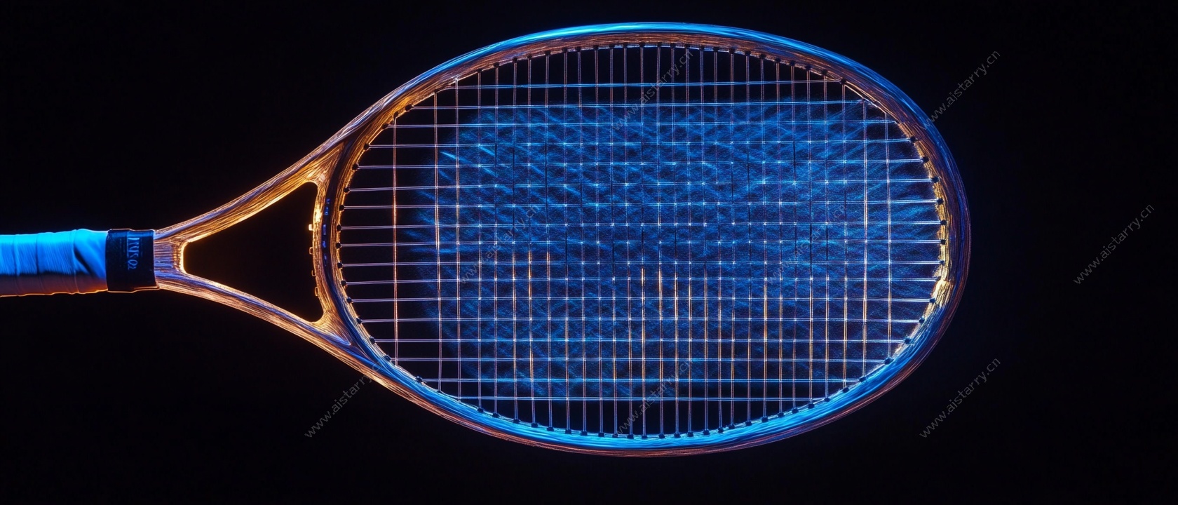 蓝色网球拍特写
