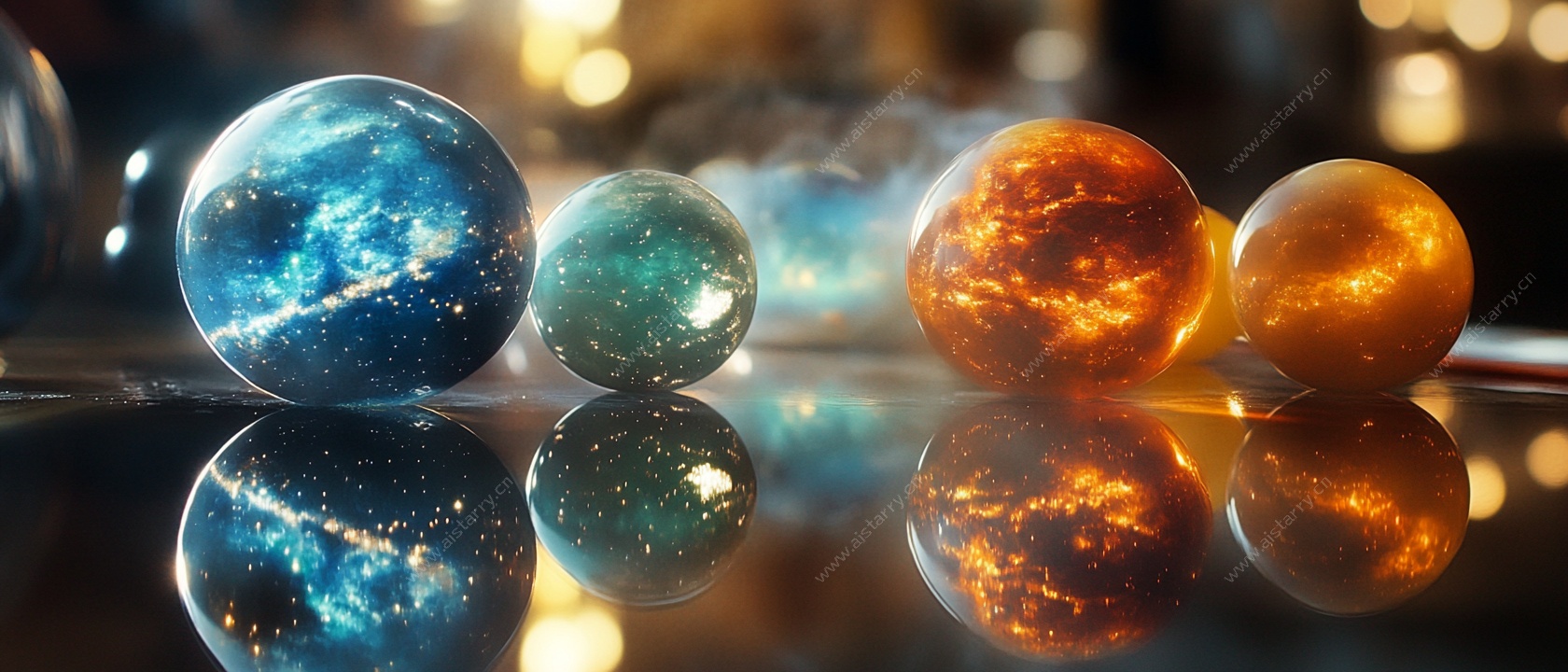 梦幻宇宙主题玻璃球摆件