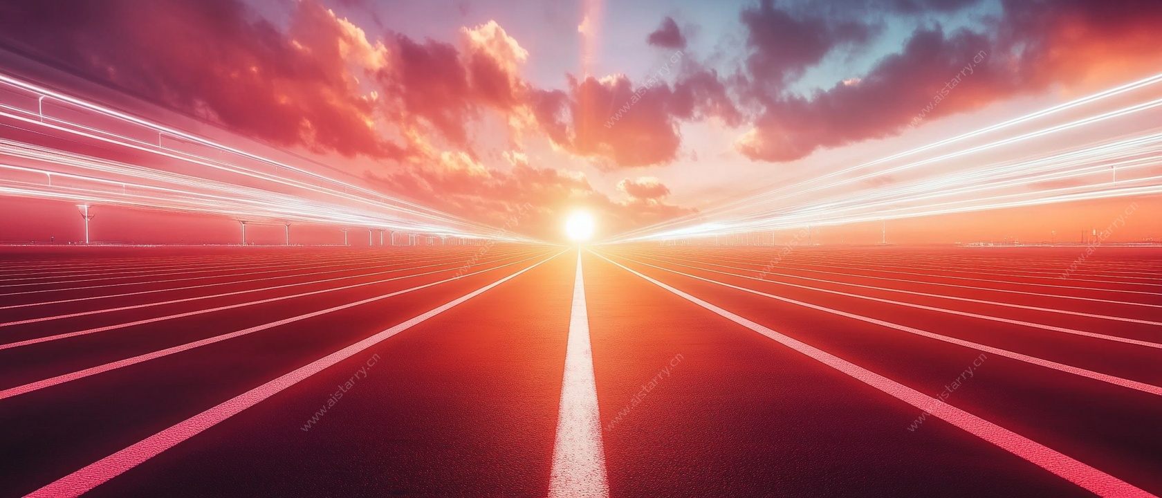 未来感道路日落科幻场景