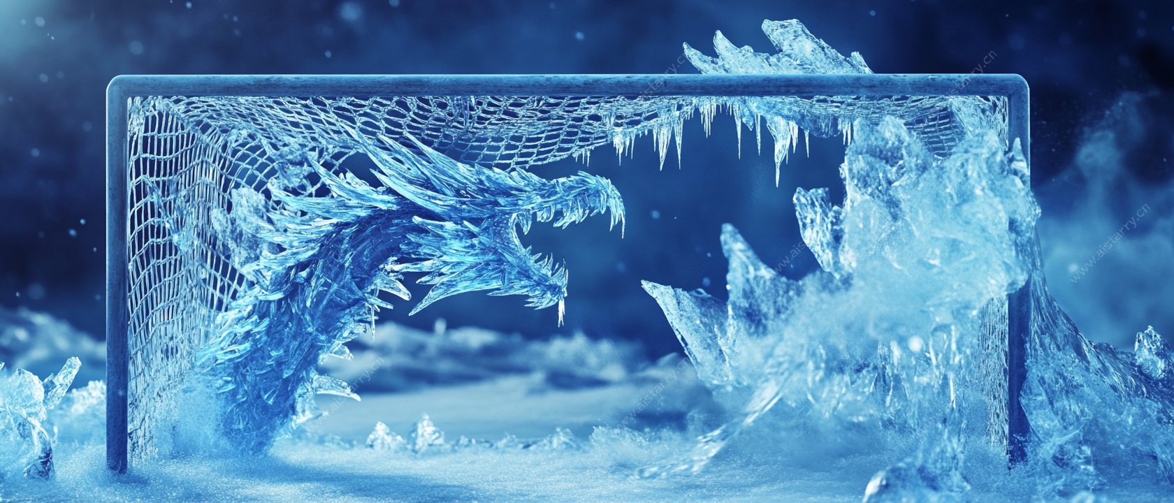 冰龙破屏而出奇幻场景