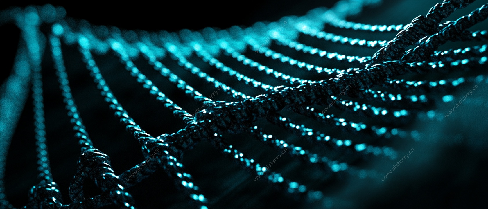 蓝调露珠蛛网特写